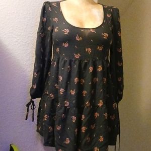 Urban outfitters size small Boho green pink flower detailed dress.